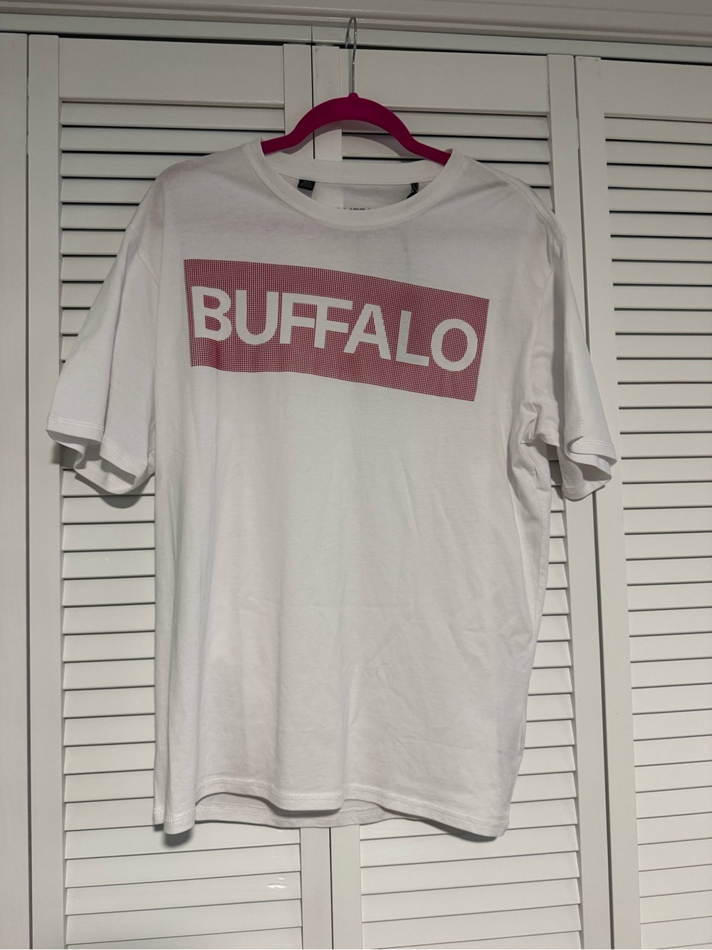 Buffalo David Bitton White T-Shirt with Pink Logo Block